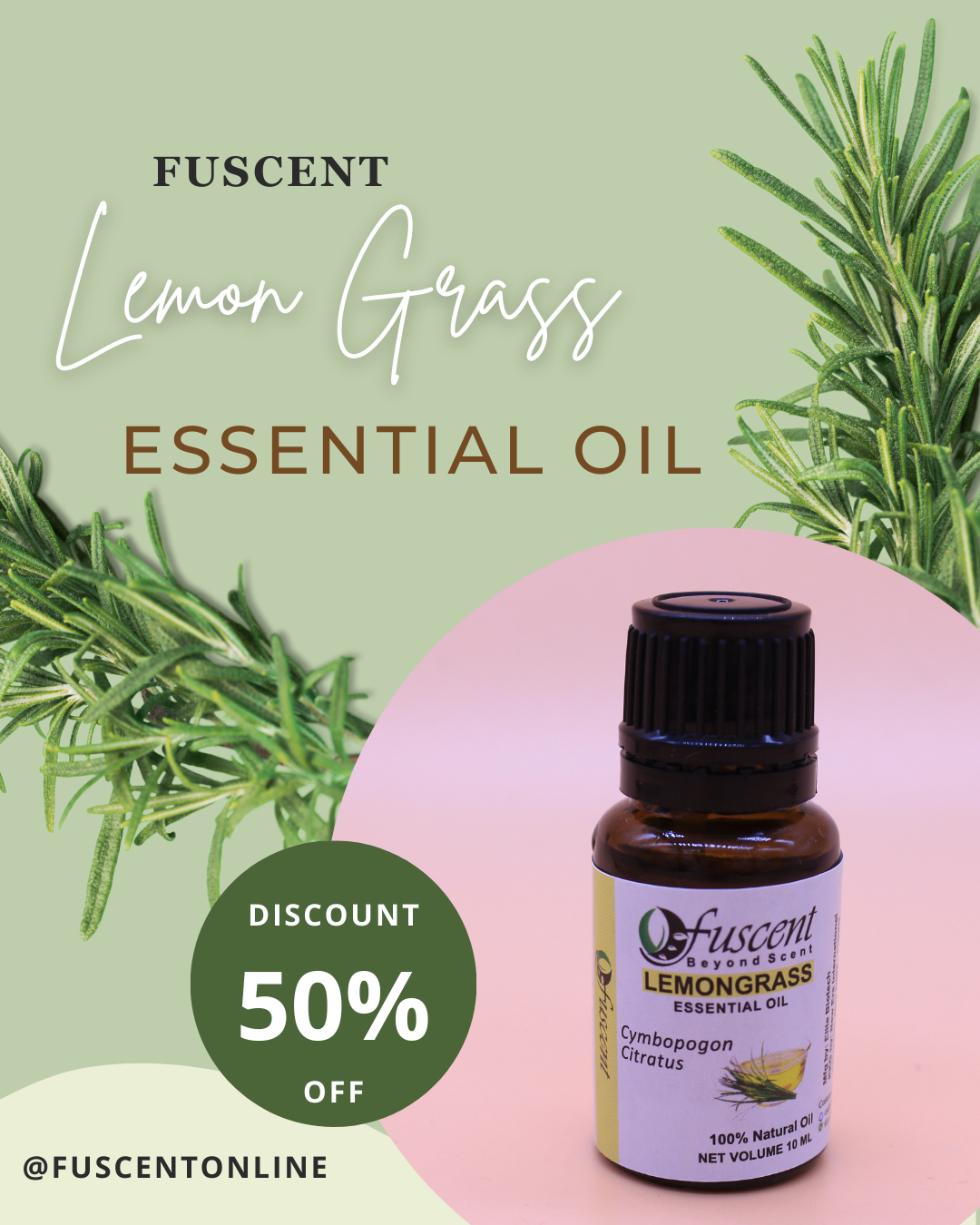 FUSCENT Lemongrass Essential Oil 10ml