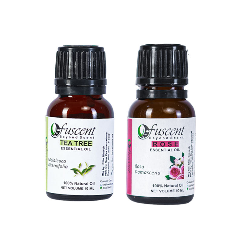 Fuscent Tea Tree + Rose Oil Combo Pack of 2