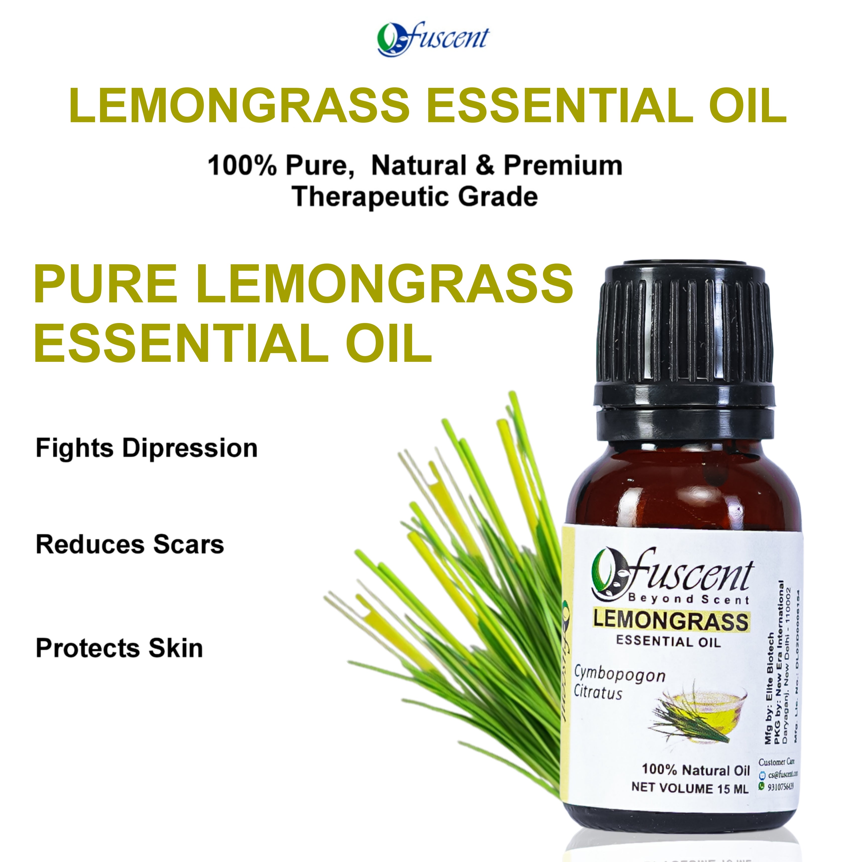 FUSCENT Lemongrass Essential Oil 15ml