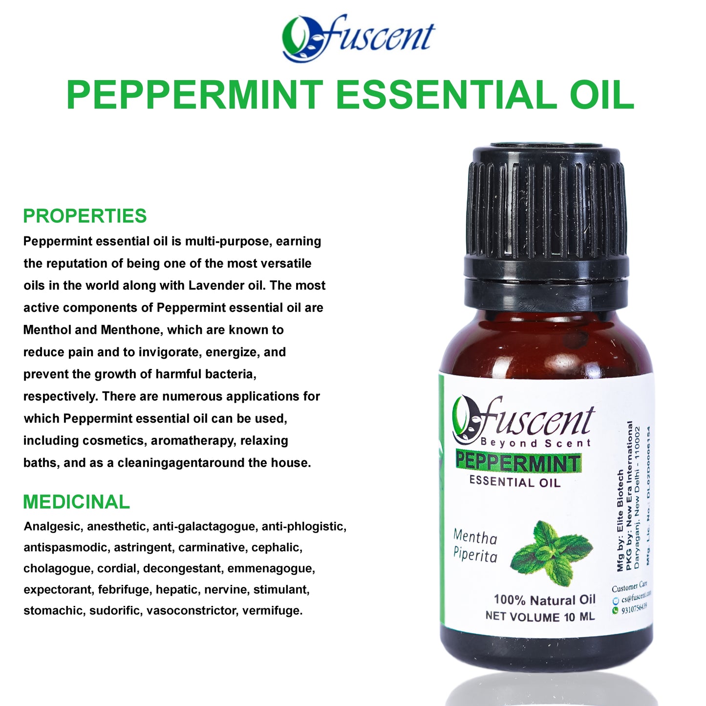 FUSCENT Peppermint Essential Oil 10ml