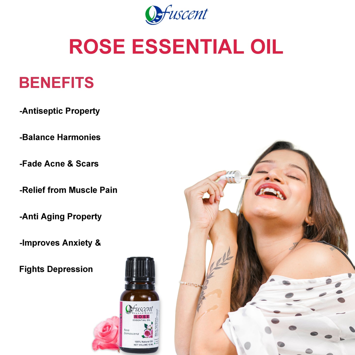 FUSCENT Rose Essential Oil 10ml