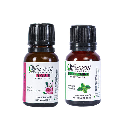 Fuscent Rose Oil + Peppermint Oil Combo pack of 2